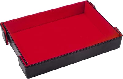 Vouwbare rechthoekige dobbelsteen tray van PU leer met magnetische sluiting voor D&D en RPG spellen, inclusief opbergfunctie en rolmat