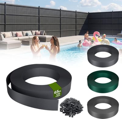 PVC Sichtschutzstrips - Met 120 Bevestigingsclips - Voor Dubbelstaafmatten & Enkelstaafmattenhek - 65m x 4,7cm - 100% Ondoorzichtig - Windbeschermend - UV-bestendig & Waterdicht - Antraciet - NAIZY