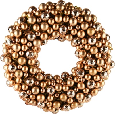 Dekoratief | Krans m/kerstballetjes, goud, pvc, 21x21x5cm | A245534