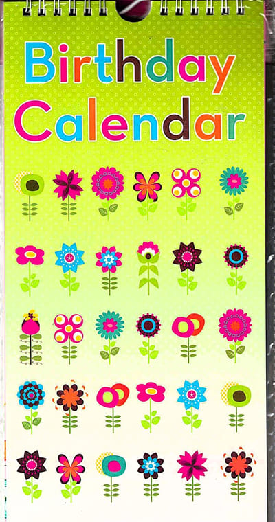 Verjaardagskalender - kalender - bloemen - vintage - per maand - 14.5x34.5x0.6 cm