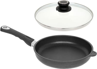 Gietijzeren pan - Platte koekenpan - Koken en bakken - Lotus bloesem effect - Ø 20cm - Zwart