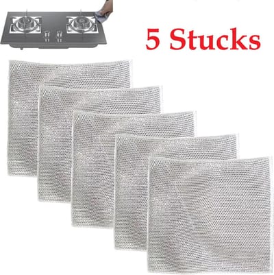 5 stuks draadvaatdoeken, multifunctionele draadvaatdoeken voor nat en droog, draadlappen, afwasdoeken, nat, multifunctionele draadvaatdoeken