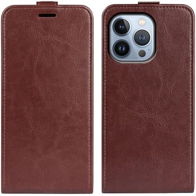 ShieldCase telefoonhoesje geschikt voor Apple iPhone 14 Pro Max Flip case bruin leer - Flipcase - Uitklapbaar hoesje - Leren hoesje - Leder case pasjeshouder