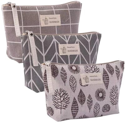 Dailygoods - 3 Stuks Canvas Make-uptas, Reis Toilettas en Opbergtas voor Dames