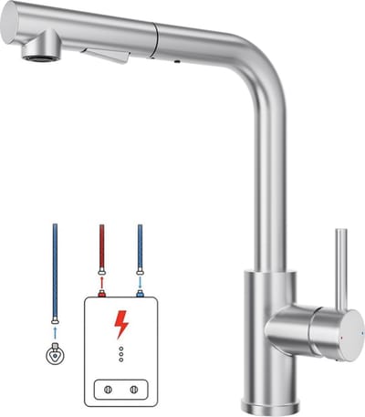 Lonheo max Keukenkraan Lagedrukkraan - Met Uittrekbare Uitloop - Handdouche - Mengkraan - 2 straalsoorten - Spoelkraan - 360° draaibaar