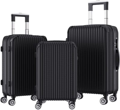 Koffer Set 3-delig – Hardcase ABS met Cijfercode & Weegschaal, 4 Dubbele Zwenkwielen, Slijtvast & Soepel Rijden