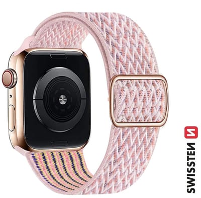Swissten Nylon Band Geschikt voor Apple Watch 42-49mm – Met Gesp – Roze – 46000717