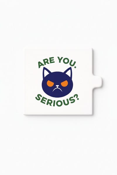 Grappige Serieuze Kat Keramische Tegel – Are You Serious Chagrijnige Kat Quote Decoratieve Cadeau Tegel voor Kattenliefhebbers