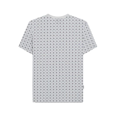 Lambretta Heren SS25 Geometrisch T-shirt (Wit/rookblauw)