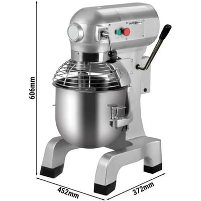GGM Gastro Planetenrührmaschine - 10 Liter - 450 Watt - inkl. 3 Rühraufsätze Zilver