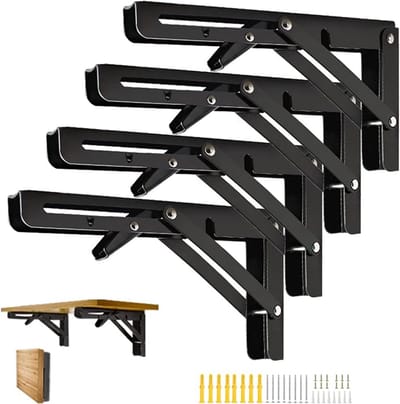 4x Opvouwbare Plankdragers 45cm - Heavy Duty Inklapbare Wandsteunen voor Tafel of Werkbank