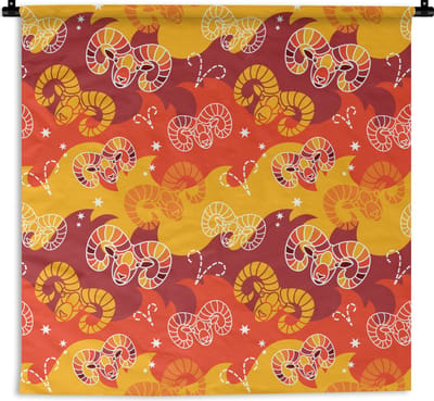 Wandkleed - Wanddoek - Ram - Zodiac - Astrologie - Design - 180x180 cm - Wandtapijt