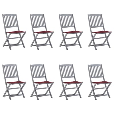vidaXL - Inklapbare - stoelen - 8 - st - met - kussens - massief - acaciahout