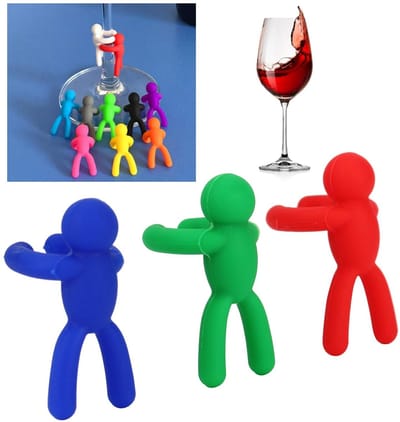 Dailygoods- Wijnglasmarker 12 Kleuren - Herbruikbare Siliconen - Drink Identificatie - Party Accessoires - Hygiëne Verminderen - 3x1.5cm - Glasmarkers