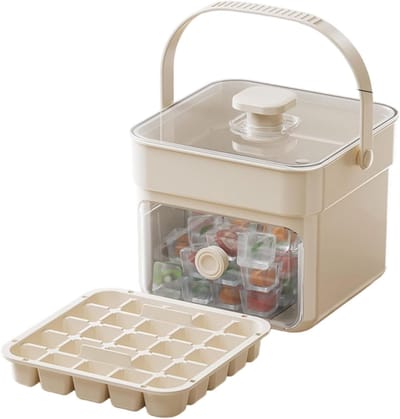 LISM-Draagbare ijsmachine met geïsoleerde tas, 50 liter inhoud, deksel met druksluiting, geschikt voor thuiskeukens, kampeerfeesten en het maken van drankjes - wit.