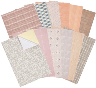 Dailygoods- Vloertegels Waterdicht - Zelfklevend - PVC - 12 Stuks - 29,7 x 21 cm - Voor Poppenhuis Decoratie - Poppenhuisvloertegels