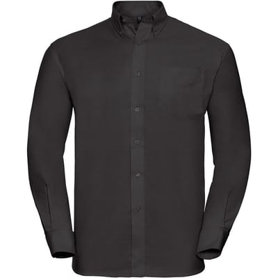 Russell Collectie Heren Lange Mouw Easy Care Oxford Shirt (Zwart)