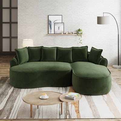 MODFU Frameloze Modulaire Bank - Extra Diepe Chaise Longue - Ergonomisch - Chenille - Groen