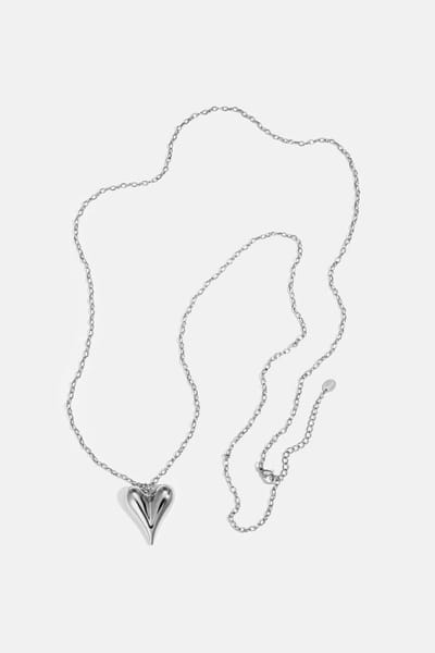 lange ketting dames – stainless steel – hart hanger – 90 cm + 5 cm verlengketting – zilver