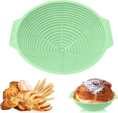 Broodrijsmand Siliconen - Banneton Proofing Mand - Zuurdesem Brood Bakken - Opvouwbaar BPA-vrij - Rond - Groen