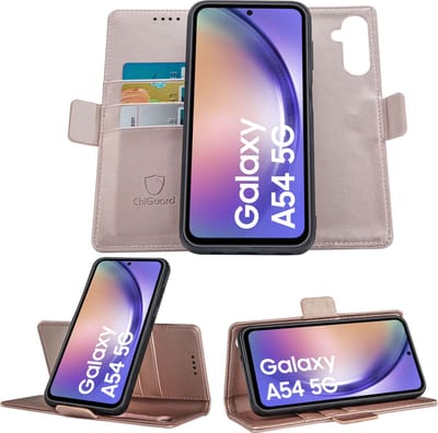 Geschikt voor Samsung Galaxy A54 Book Case Hoesje - Uitneembaar Hoesje - Magnetische Sluiting - Portemonnee Rose