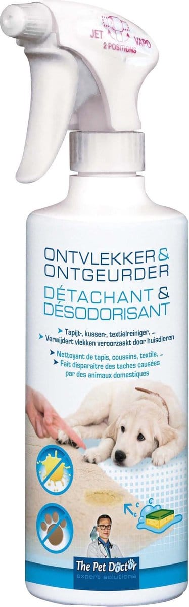 The Pet Doctor - Ontvlekker en Ontgeurder voor zetels, tapijten, manden en kussens - Verwijdert vlekken en geurtjes van huisdieren - 500 ml