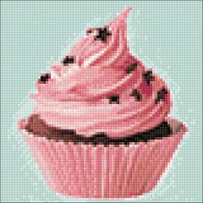 Wizardi Diamond Painting Kit Sweet Muffin WD277 20x20cm (volledige bedekking - vierkante steentjes)