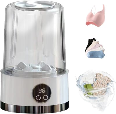 Draagbare wasmachine, mini-wasmachine met 2 wasprogramma's, 1 l, draagbare reiswasmachine voor babykleding, ondergoed, reizen, geschikt voor slaapzaal camping camper