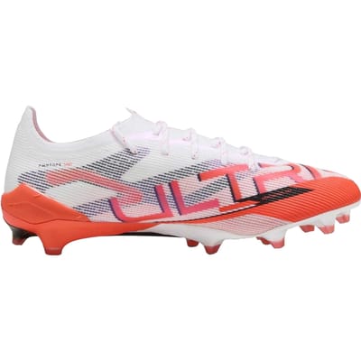 Puma Ultra 5 Ultimate voetbalschoenen voor heren, voor harde ondergrond (Wit, Rood)