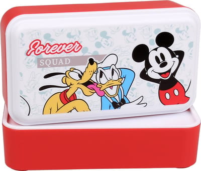 Disney Mickey Mouse - 2x wit-rode vershouddoos, broodtrommel 5x5x18,5 cm