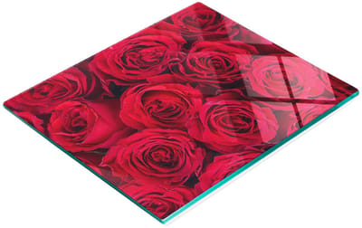 Duurzame en stijlvolle snijplank van gehard glas met rozenpatroon, 60x52 cm