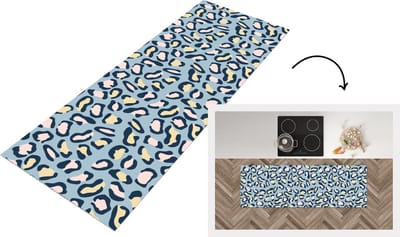 Keukenloper - Loper keuken - Panterprint - Pastel - Patronen - 150x50 cm - Keukenloper vinyl