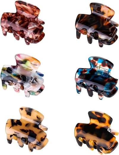 Kleine Haarclips Set van 6 voor Middelmatig en Dun Haar, Antislip Haarvangers van Cellulose Acetaat voor Vrouwen, Perfect voor Stijlvolle Haarstijlen