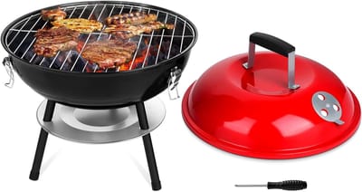 Draagbare 14 inch houtskoolgrill voor buiten - Mini BBQ voor tuin, kamperen en picknicken