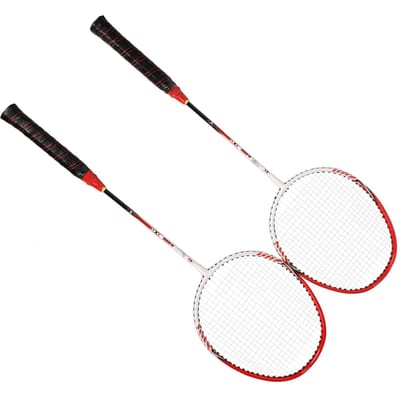 2 raquettes de badminton professionnelles avec manche confortable raquette de badminton d'entraînement pour enfants adultes rouge rouge