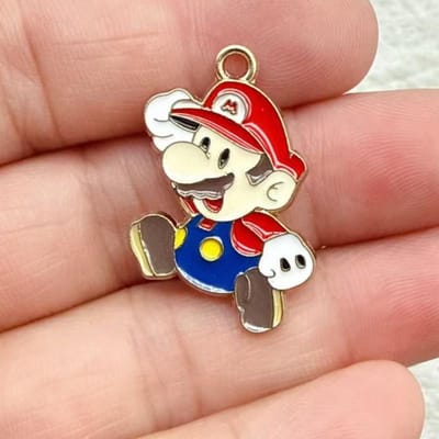 10 stuks Schattige Super Mario Bros DIY Sleutelhanger Metaal Handgemaakte Legering Anime Game Sleutelhanger Sleutelring Cadeau voor Fans white