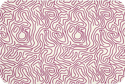 Badmat 90x60 cm - Antislip - Kronkelende lijn - Magenta - Crème - Badmatten voor badkamer - Badkamermat - Douchemat - Badkamer mat