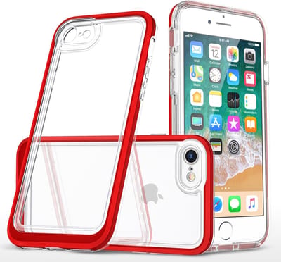 Bumper case Hoesje Geschikt voor iPhone 7 plus / 8 plus Hoesje shockproof – Rood / Transparant