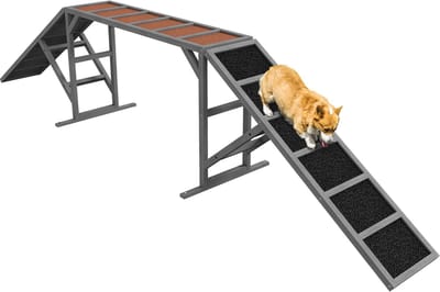 Pawhut Huisdier agility-helling-Vurenhout-325L x 55B x 69H cm-Grijs