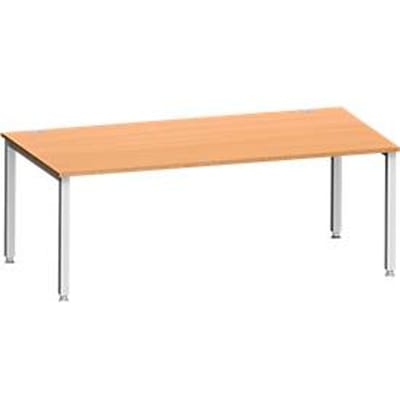 Bureau MODENA FLEX, rechthoekig, 4-poots vierkante buis, B 2000 x D 1000 x H 720-820 mm, beuken/blank aluminium