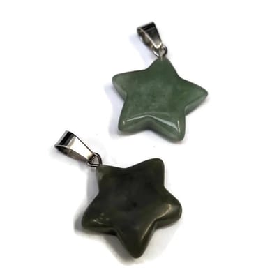 Aramat Jewels | Hangers | Groene Aventurijn Ster Hanger - Rvs en Natuursteen | | | |20mm | Staal | Volwassenen | Verkleurd niet