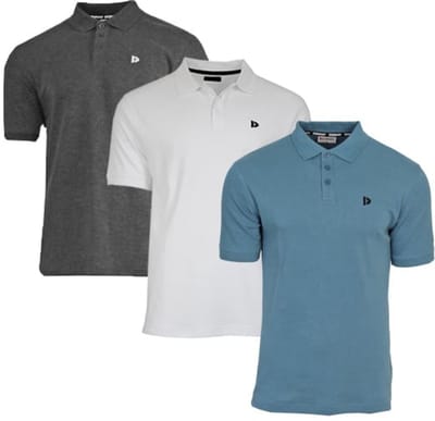 3-Pack Donnay - Polo (Noah) - Sportpolo - Heren - Charcoal/White/Light Denim Blue (776) - maat S