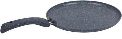 Antiaanbak Tawa Pan - Koekenpan Platte Pan - Rotis Dosa Bakken - 5-laagse Meta Tuff Coating - 24 cm - Grijs