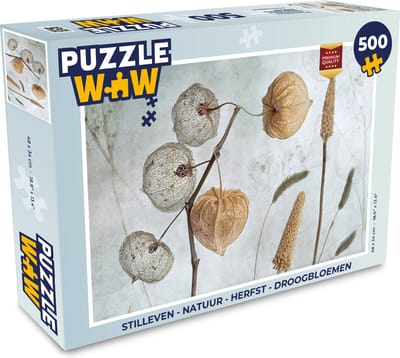 Puzzel Stilleven - Natuur - Herfst - Droogbloemen - Bruin - Legpuzzel - Puzzel 500 stukjes