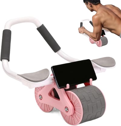 Buikspierroller Wiel - Core Trainer - Krachtige Core Training - Verwijderbare Kern - 415 cm Lengte - Roze