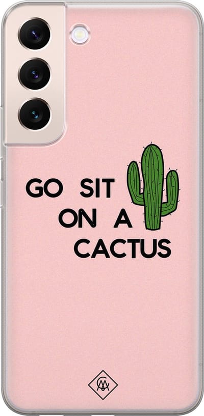 Casimoda® hoesje - Geschikt voor Samsung S22 Plus - Go Sit On A Cactus - Backcover - Siliconen/TPU - Roze