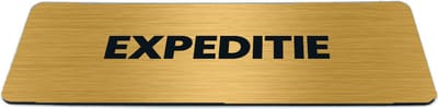 Deurbordje Goud-look met tekst expeditie - Formaat 150 x 50 mm x 1,6 mm - Zelfklevend | Luxe uitstraling | Geborstelde Gouden toplaag | Gratis Verzending | Decoporta