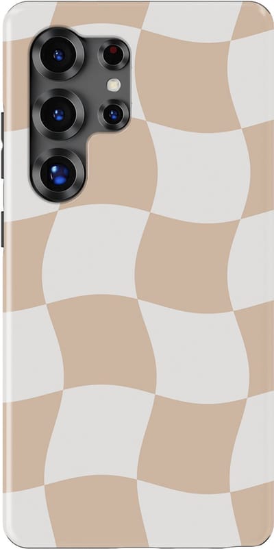 Checkered Warp Hoesje Samsung Galaxy S25 Ultra | Geschikt Voor Mag | Uniek Design Hoesje | Beschermhoes Samsung Galaxy S25 Ultra Linen Grid