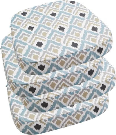 Tuinstoelkussens Set - Buitenkussens Terras - Comfortabel Zitten - Dubbellaags Traagschuim - 48x48x7.6 cm - Ikat Ruit