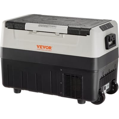 VEVOR Campingkoelkast 35 L Koelbox, 12/24 V Verrijdbare Elektrische Vriezer 2 In 1 Dubbele Zone, Autokoelkastcompressor Om Warm Te Blijven En Te Koelen 60 W Draagbare Handgreep Boot, Vrachtwagen, Mobiel Grijs